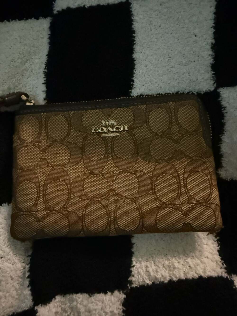 Coach Signature Canvas Small Wristlet in Khaki/Brown - Picture 3 of 5